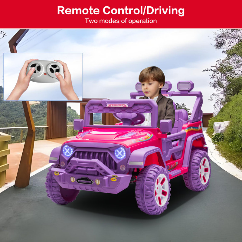 Modern Depo 12V Kids Ride On Car Unicorn Truck with Remote Control DIY Stickers Electric Car with 2 Motors Wayfair Canada